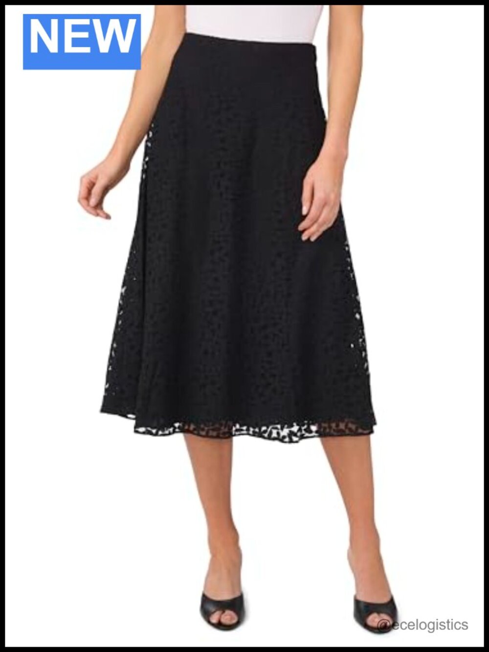 Lace Midi Skirt Nylon Cotton Bias Cut Lined Work Casual
